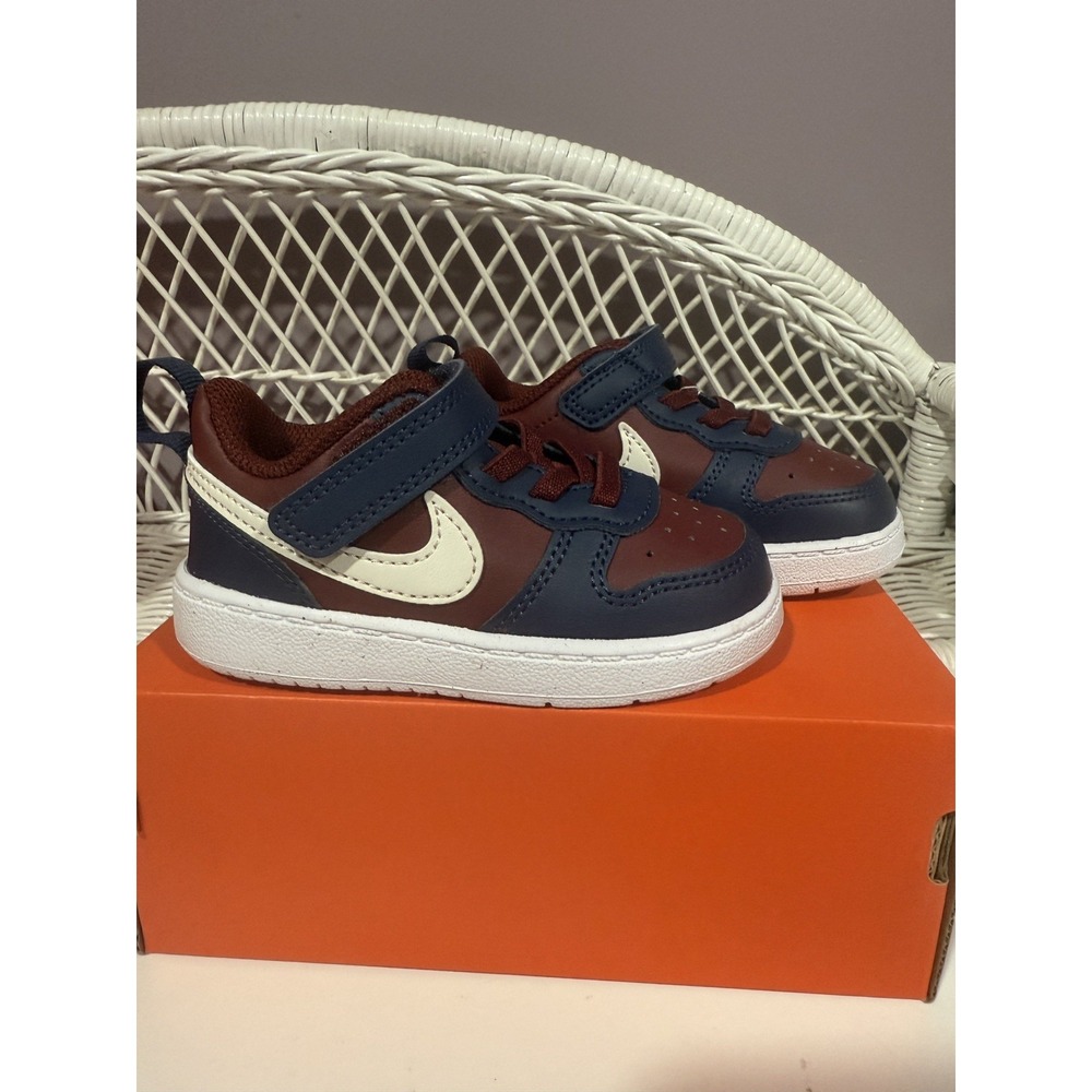 Nike Court Borough Low Recraft Baby Sneakers Dark Red Navy Blue Size 6c